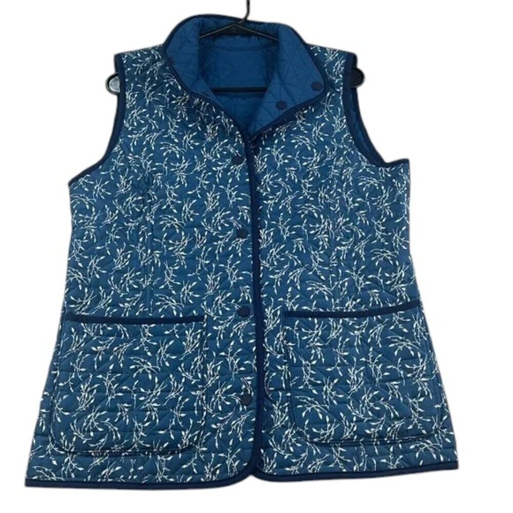 Lands' End Vest Reversible Blue Quilted Women's Size S